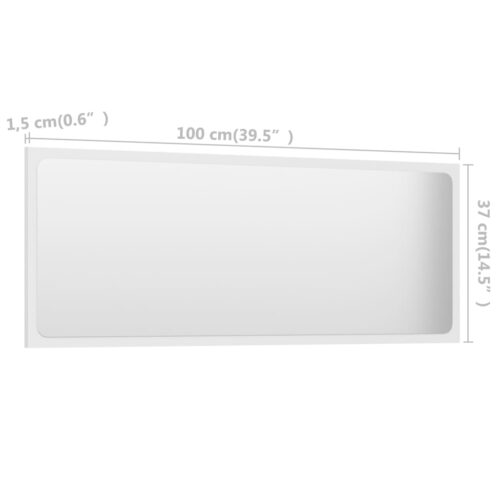 Bathroom Mirror White 100x1.5x37cm Engineered Wood - Image 5