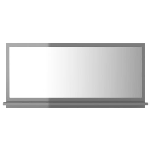 Bathroom Mirror High Gloss Grey 80x10.5x37cm Engineered Wood - Image 2