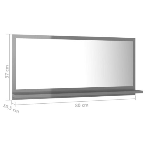 Bathroom Mirror High Gloss Grey 80x10.5x37cm Engineered Wood - Image 7