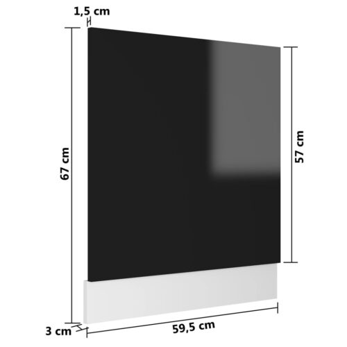 Dishwasher Panel High Gloss Black 59.5x3x67cm Engineered Wood - Image 7