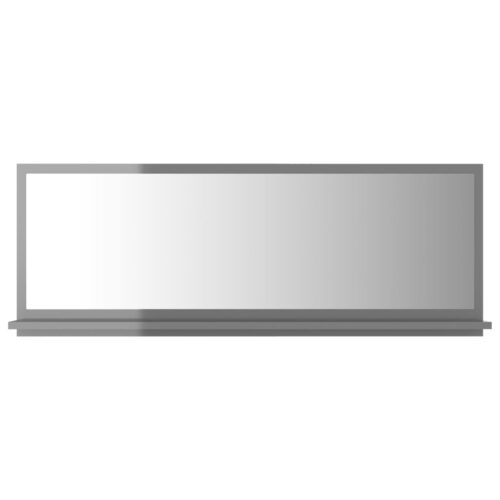 Bathroom Mirror High Gloss Grey 100x10.5x37cm Engineered Wood - Image 2