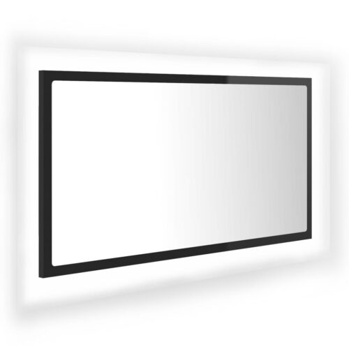 LED Bathroom Mirror High Gloss Black 80x8.5x37cm Acrylic - Image 2