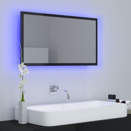 LED Bathroom Mirror High Gloss Black 80x8.5x37cm Acrylic - Image 3