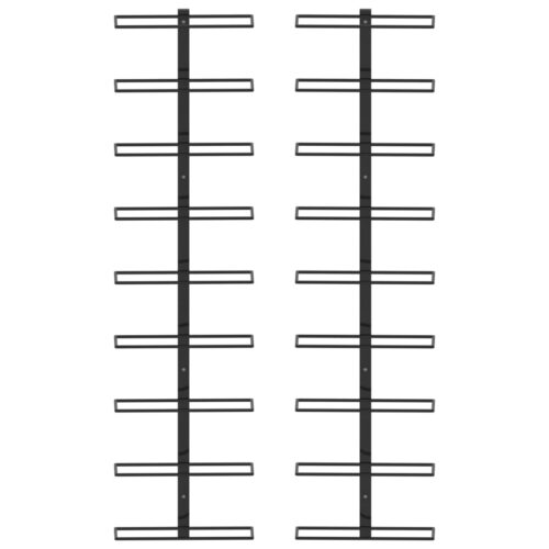 Wall-mounted Wine Racks for 18 Bottles 2pcs Black Iron - Image 2