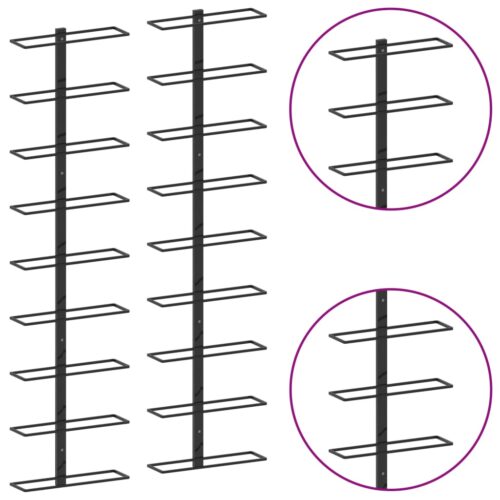 Wall-mounted Wine Racks for 18 Bottles 2pcs Black Iron - Image 4