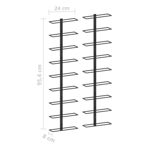 Wall-mounted Wine Racks for 18 Bottles 2pcs Black Iron - Image 6