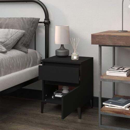 Bedside Cabinet Black 40x35x50cm - Image 3