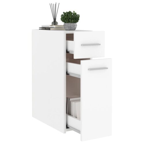 Wooden Apothecary Cabinet Hallway Storage Drawers Rack Shelf Side Table White 20x45.5x60cm - Image 4