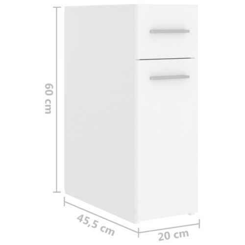 Wooden Apothecary Cabinet Hallway Storage Drawers Rack Shelf Side Table White 20x45.5x60cm - Image 8