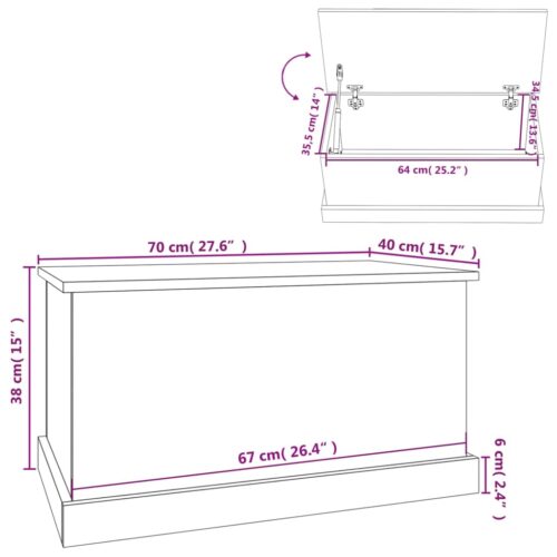 Storage Box White 70x40x38cm Engineered Wood - Image 10