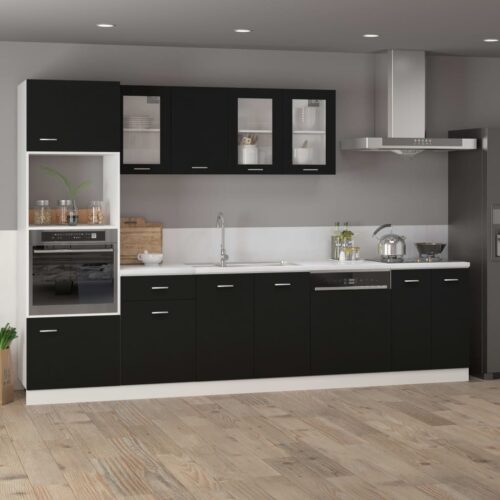 Hanging Glass Cabinet Black 80x31x60cm Engineered Wood - Image 3