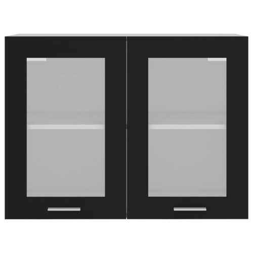 Hanging Glass Cabinet Black 80x31x60cm Engineered Wood - Image 6