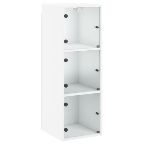 Wall Cabinet with Glass Doors White 35x37x100cm