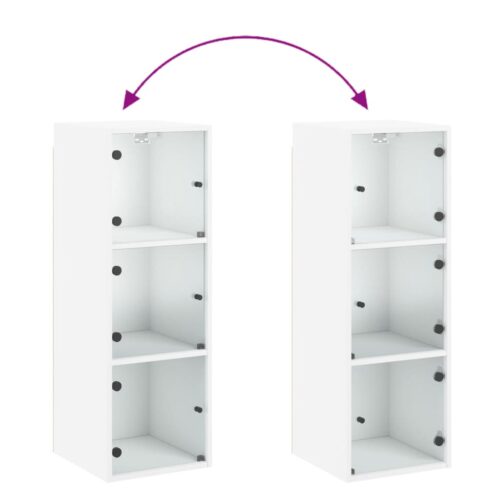 Wall Cabinet with Glass Doors White 35x37x100cm - Image 9