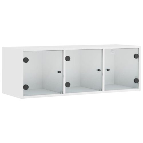 Wall Cabinet with Glass Doors White 102x37x35cm