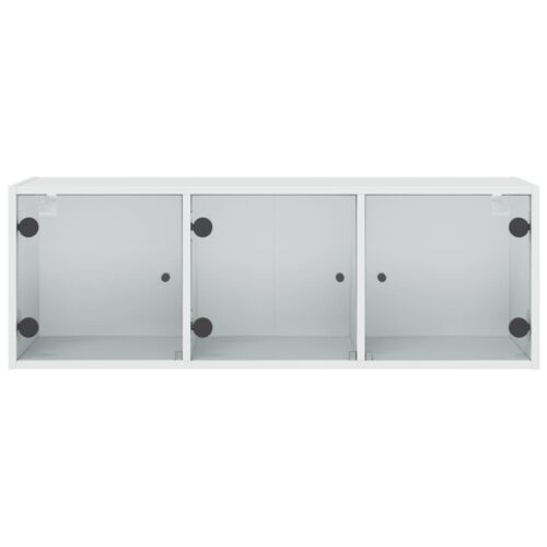 Wall Cabinet with Glass Doors White 102x37x35cm - Image 6