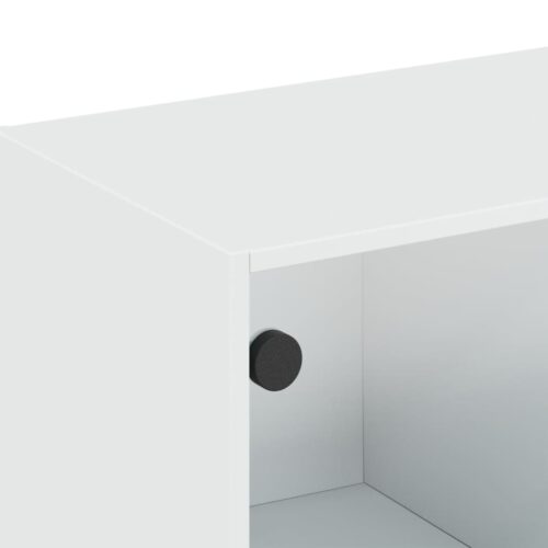 Wall Cabinet with Glass Doors White 102x37x35cm - Image 9