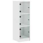 Highboard with Glass Doors White 35x37x109cm