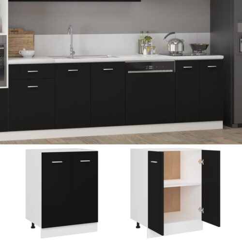 Bottom Cabinet Black 60x46x81.5cm Engineered Wood - Image 2
