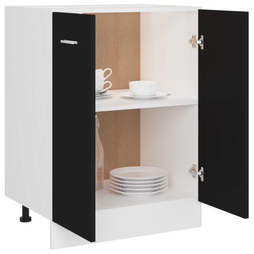Bottom Cabinet Black 60x46x81.5cm Engineered Wood - Image 4