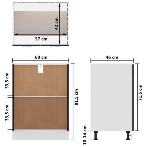 Bottom Cabinet Black 60x46x81.5cm Engineered Wood - Image 10