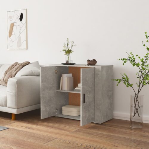 Sideboard Concrete Grey 80x33x70cm Engineered Wood - Image 5