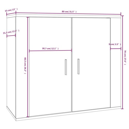Sideboard Concrete Grey 80x33x70cm Engineered Wood - Image 9