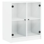 Side Cabinet with Glass Doors White 68x37x75.5cm