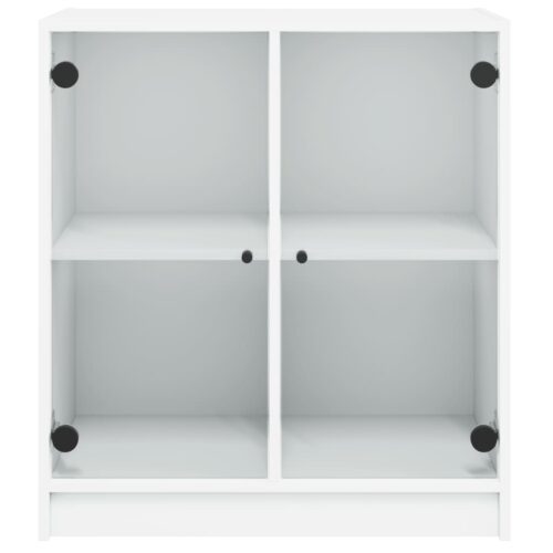 Side Cabinet with Glass Doors White 68x37x75.5cm - Image 6