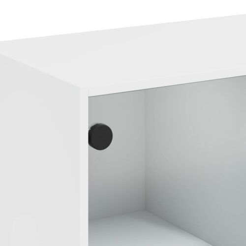 Side Cabinet with Glass Doors White 68x37x75.5cm - Image 9