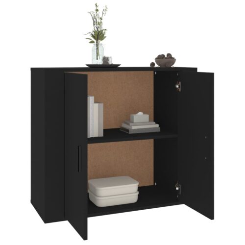Sideboard Black 80x33x70cm Engineered Wood - Image 5
