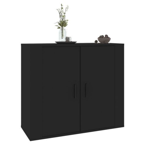 Sideboard Black 80x33x70cm Engineered Wood - Image 6