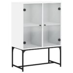 Side Cabinet with Glass Doors White 69x37x100cm