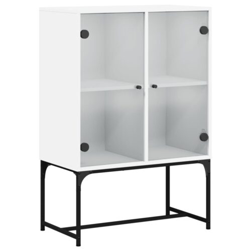 Side Cabinet with Glass Doors White 69x37x100cm