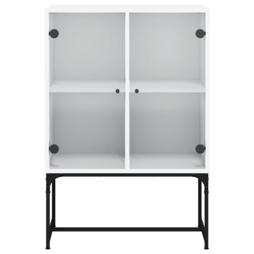 Side Cabinet with Glass Doors White 69x37x100cm - Image 6