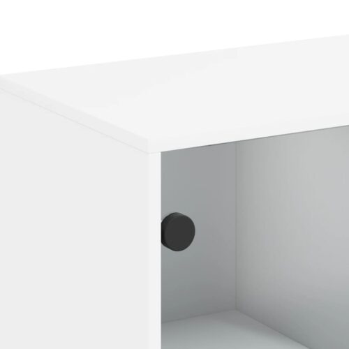 Side Cabinet with Glass Doors White 69x37x100cm - Image 9