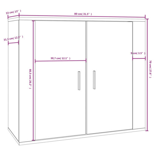 Wooden Sideboard Buffet Cabinet Storage Kitchen Rack Display Shelf White 80x33x70cm - Image 9