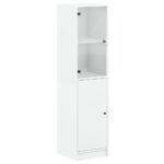 Highboard with Glass Door White 35x37x142cm