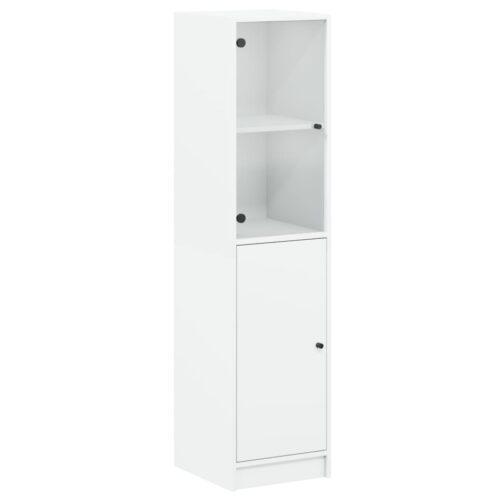 Highboard with Glass Door White 35x37x142cm