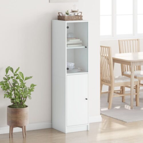 Highboard with Glass Door White 35x37x142cm - Image 3