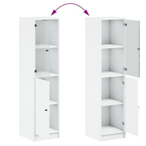 Highboard with Glass Door White 35x37x142cm - Image 9
