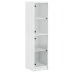 Highboard with Glass Doors White 35x37x142cm