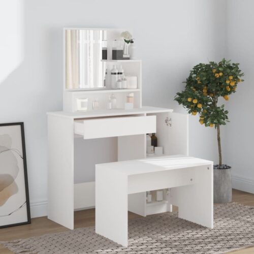 Dressing Table with Mirror White 86.5x35x136cm - Image 3