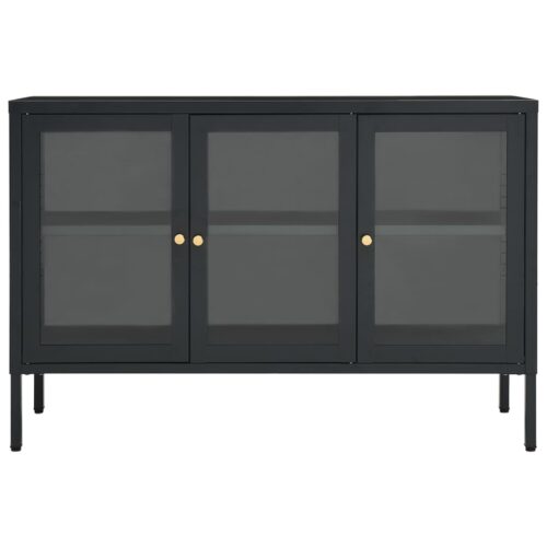Sideboard Anthracite 105x35x70cm Steel Glass - Image 3