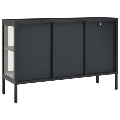 Sideboard Anthracite 105x35x70cm Steel Glass - Image 5