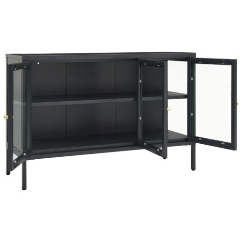 Sideboard Anthracite 105x35x70cm Steel Glass - Image 6