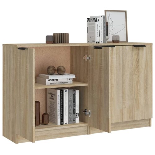 2pcs Wooden Sideboard Buffet Cabinet Storage Door Cupboard Shelf Kitchen Table - Image 5