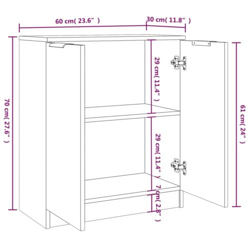 Sideboards 2pcs White 60x30x70cm Engineered Wood - Image 6