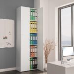 Office Cabinet White 60x32x190cm Engineered Wood