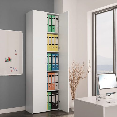 Office Cabinet White 60x32x190cm Engineered Wood
